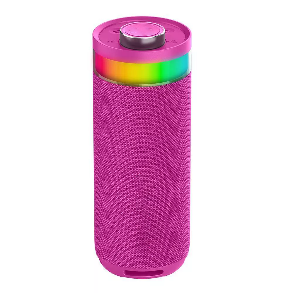 Cylindrical Portable Bluetooth Speaker With RGB Lighting And Multi-Speaker Sync