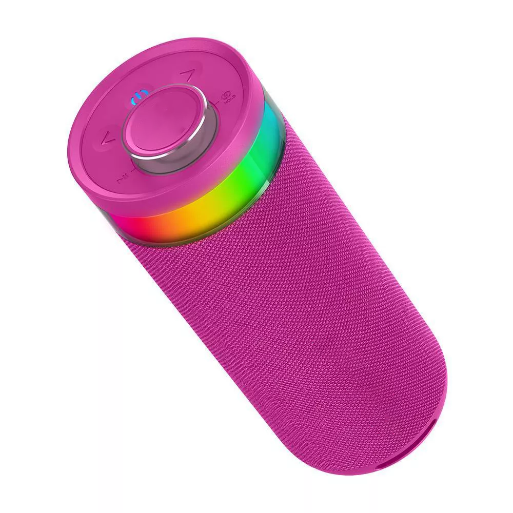 Cylindrical Portable Bluetooth Speaker With RGB Lighting And Multi-Speaker Sync