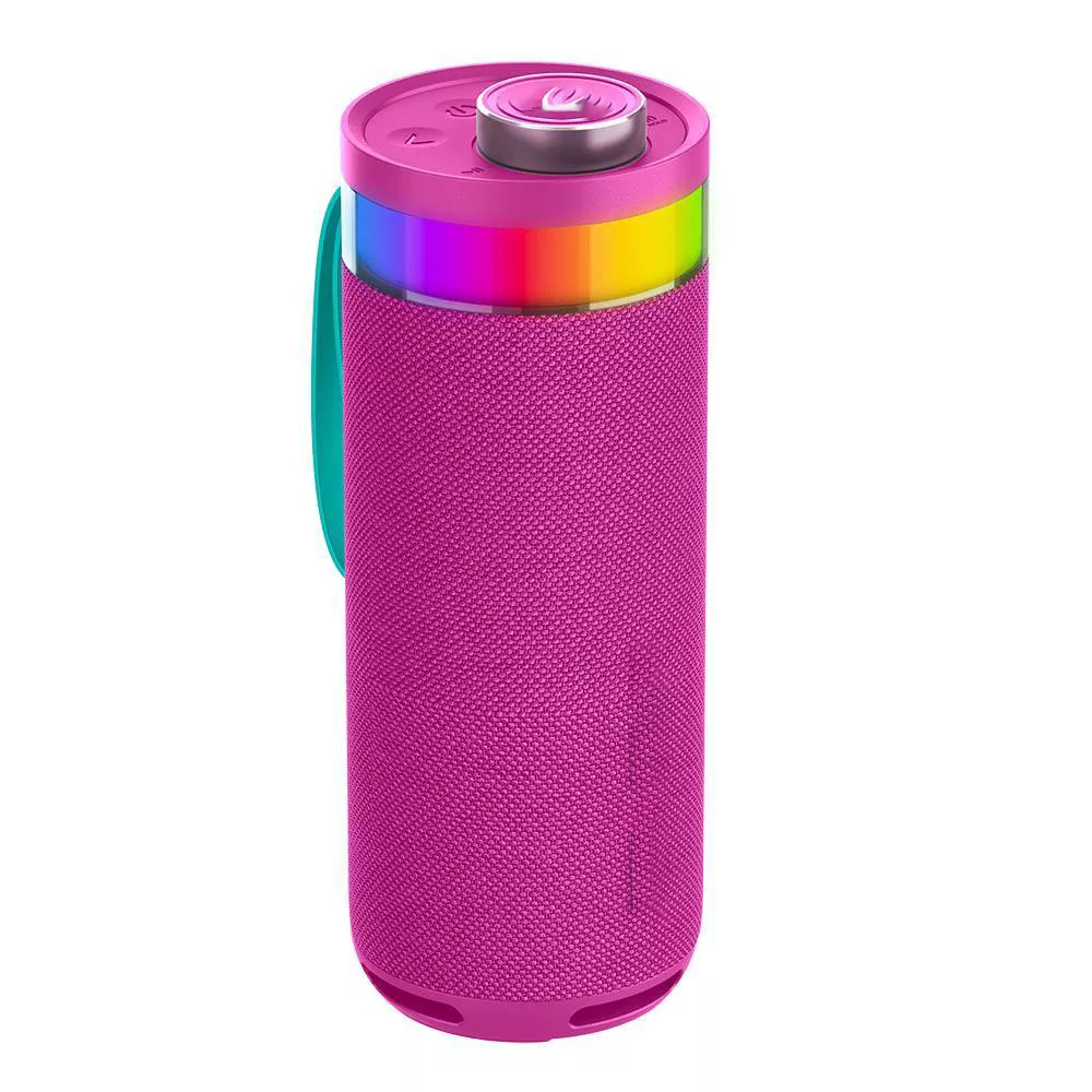 Cylindrical Portable Bluetooth Speaker With RGB Lighting And Multi-Speaker Sync